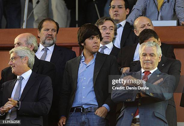 Javier Ballesteros son of late golfing legend Seve Ballesteros attends the homage to his father before the La Liga match between Racing Santander and...