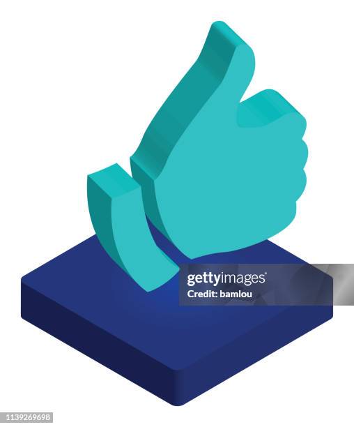 thumbs up isometric icon - thumbs up group stock illustrations