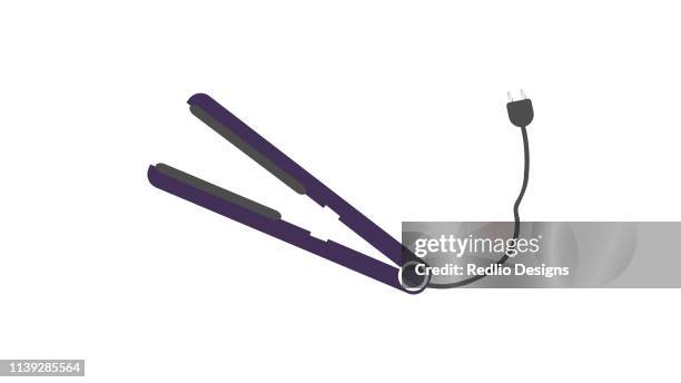 stockillustraties, clipart, cartoons en iconen met salon design stijltang - haar straighten