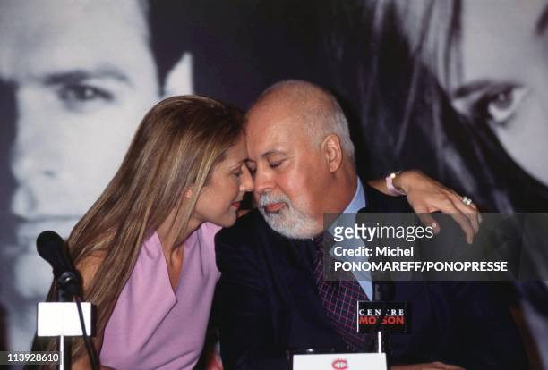 Celine Dion And Husband Rene Angelil Giving Press Conference In Montreal, Canada On September 08, 1999.