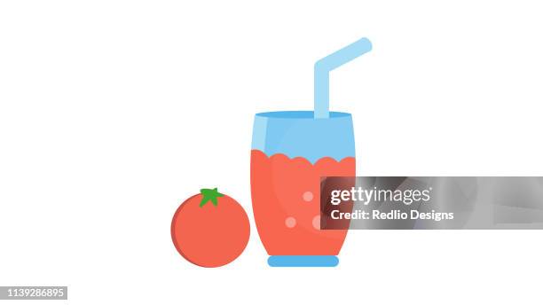 gesunder lebensstil. frisch gepresster saft in einem glas. tomatensaft icon - vegetable juice stock-grafiken, -clipart, -cartoons und -symbole