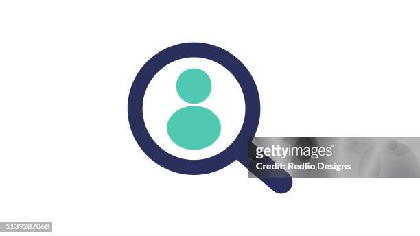 magnifying glass search people icon - magnifying glass stock illustrations