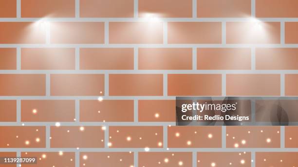 brick wall background with lights - brick wall interior stock illustrations