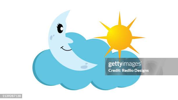 sun moon cloud icon - sun moon stock illustrations
