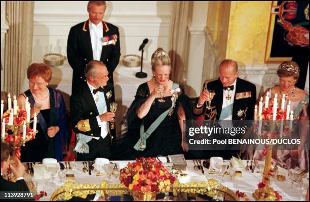 Queen Margrethe Of Denmark Celebrates 60Th Birthday : Evening Gala At The Christianborg Palace In Copenhagen, Denmark On April 16, 2000-Karl Gustav...