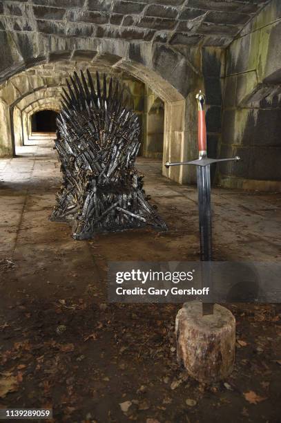 Game Of Thrones" iron throne replica appears in Queens ahead of final season at Fort Totten Park on March 30, 2019 in New York City.