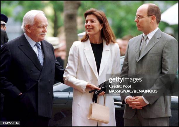 Hanover 2000 with Princess Caroline and Albert of Monaco in Hanover, Germany On June 15, 2000-Prince Rainier, Princess Caroline and prince Albert.