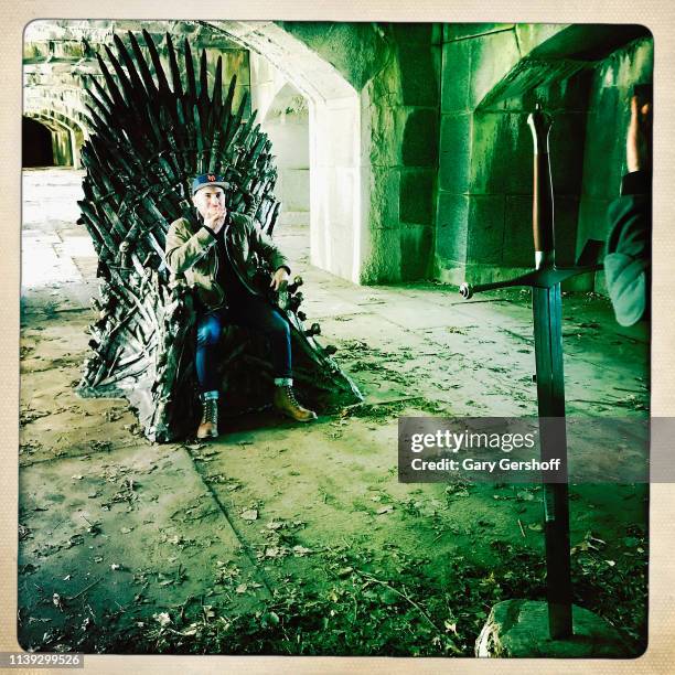 Atmosphere during a "Game Of Thrones" iron throne replica appearance in Queens ahead of the final season at Fort Totten Park on March 30, 2019 in New...