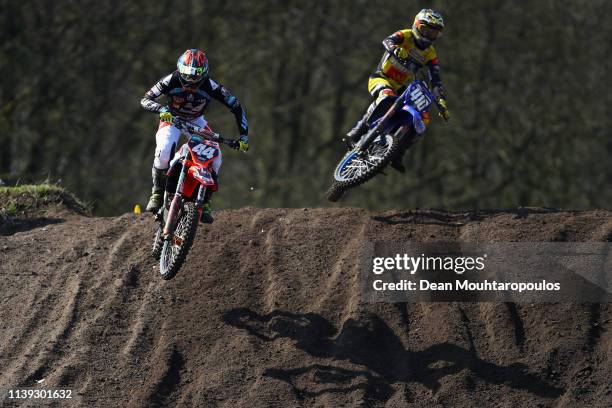 Morgan Lesiardo of Italy on a KTM for KTM RACESTORE MX2 MAX BART and Raivo Dankers of The Netherlands on a Yamaha for Hutten Metaal Yamaha Racing...