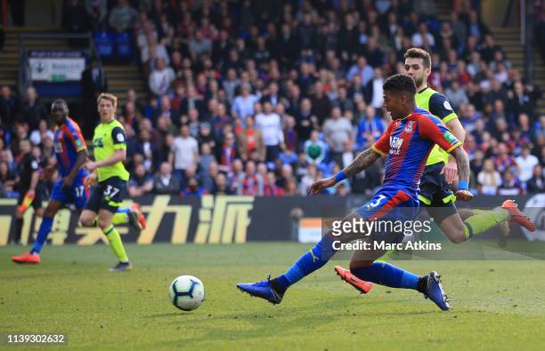 Patrick Van Aanholt of Crystal Palace scores his team's second goal during the Premier League match between Crystal Palace and Huddersfield Town at...