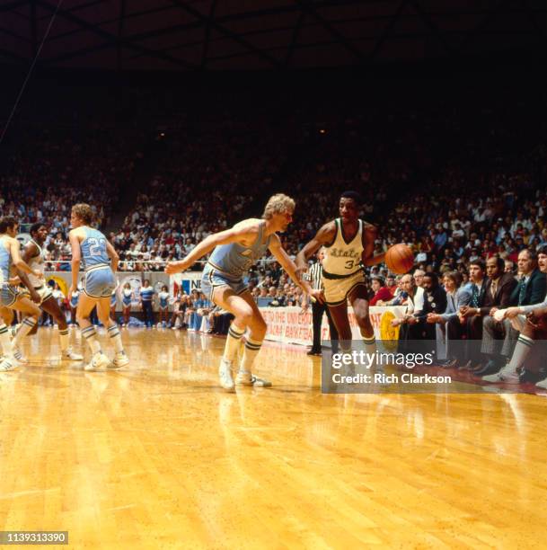Finals: Michigan State Gregory Kelser in action vs Indiana State Larry Bird at Special Events Center. Salt Lake City, UT 3/26/1979 CREDIT: Rich...