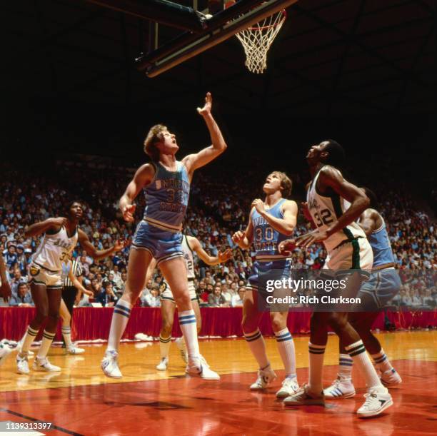 Finals: Indiana State Larry Bird in action, layup vs Michigan State at Special Events Center. Michigan State defeated Indiana State 75-64 for the...