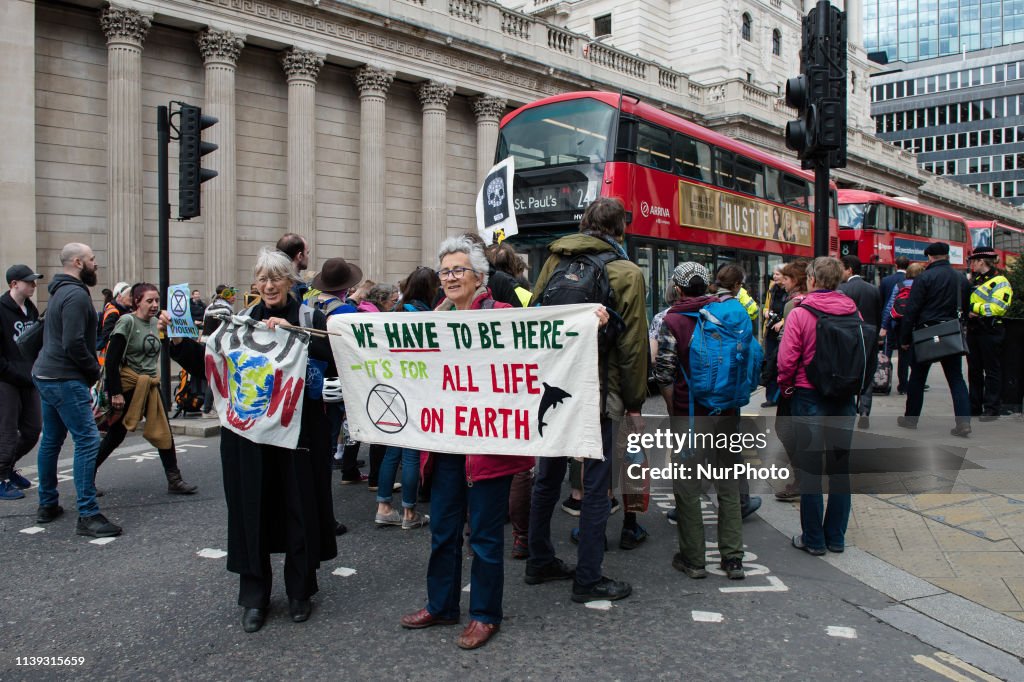 Extinction Rebellion Protest Outside The Bank Of England
