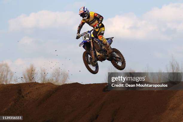 Sven Van der Mierden of The Netherlands on a Yamaha for Hutten Metaal Yamaha Racing competes during the MXGP Motocross World Championship on March...