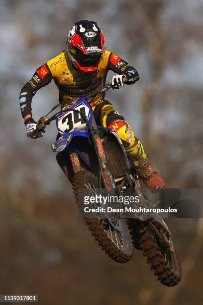 Micha-Boy De Waal of The Netherlands on a Yamaha for Hutten Metaal Yamaha Racing competes during the MXGP Motocross World Championship on March 30,...