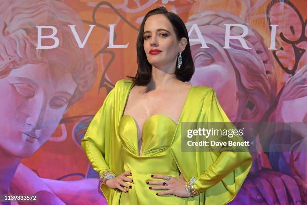 Eva Green wearing Bvlgari at the Bvlgari WILD POP Gala Dinner at The Roundhouse on April 25, 2019 in London, England.