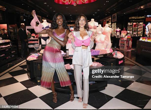 Victoria's Secret Angel Leomie Anderson and Alyssa Lynch visit Miami during The Incredible Tour on April 25, 2019 in Miami, Florida.