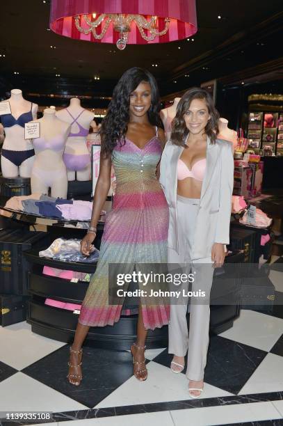 Victoria's Secret Angel Leomie Anderson and Alyssa Lynch visit Miami during The Incredible Tour at Victoria's Secret Aventura Mall on April 25, 2019...