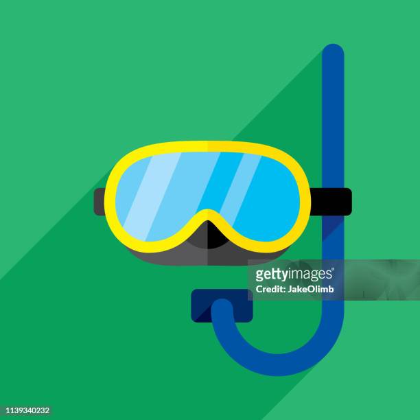 illustrazioni stock, clip art, cartoni animati e icone di tendenza di icona snorkeling piatta - muta da sub