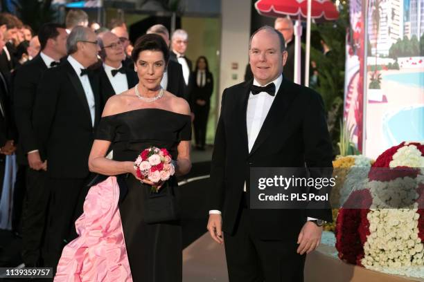 Caroline, Princess of Hanover and Albert II, Prince of Monaco attend the Rose Ball 2019 to benefit the Princess Grace Foundation on March 30, 2019 in...