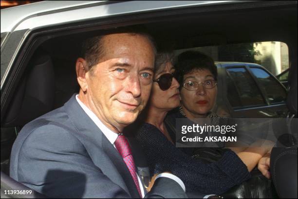 Dominique Baudis's exit of the Justice Palace of Toulouse after his confrontation with Patrice Alegre, Patricia, Lakhdar Messaoudene and the other...