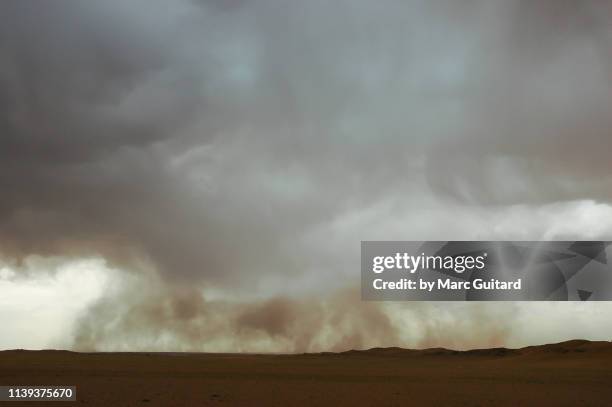 sandstorm, gobi gurvasaikhan national park, gobi desert, mongolia - sandstorm stock pictures, royalty-free photos & images