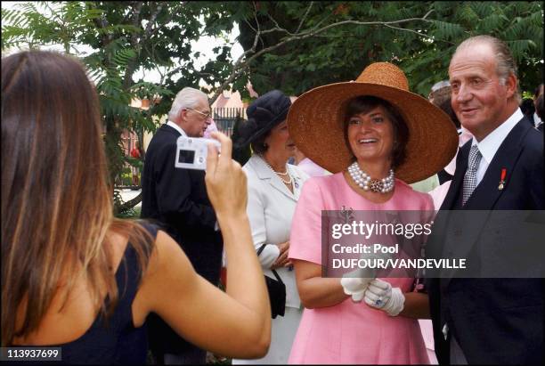 Wedding of Fleur of Wurtemberg and Count Moritz Von Goess In Germany On August 09, 2003 -Gloria von Thurn und Taxis and Juan Carlos pictured by...