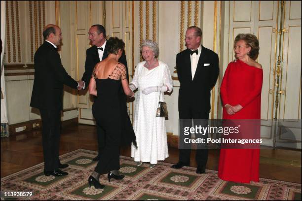 State diner in honor of Queen Elizabeth In Paris, France On April 05, 2004 -Queen Elizabeth II and Duke of Edinburgh accompanied by French President...