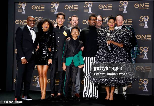 Brian Dobbins, Yara Shahidi, Marcus Scribner, Jeff Meacham, Miles Brown, Jonathan Groff, Deon Cole, Tracee Ellis Ross, and Peter Mackenzie, winners...