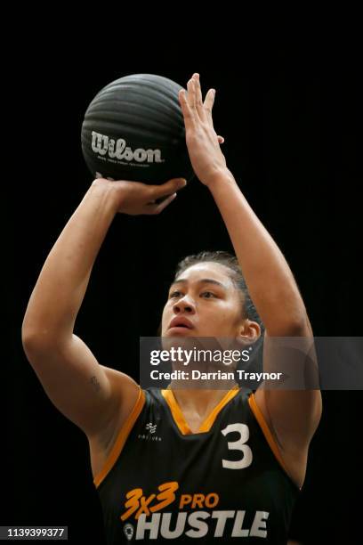 Isa Brancatisano of Geelong SuperCats takes a free throw during 3 x 3 Pro Hustle on March 31, 2019 in Melbourne, Australia.