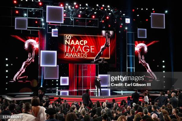 Anthony Anderson speaks onstage at the 50th NAACP Image Awards at Dolby Theatre on March 30, 2019 in Hollywood, California.