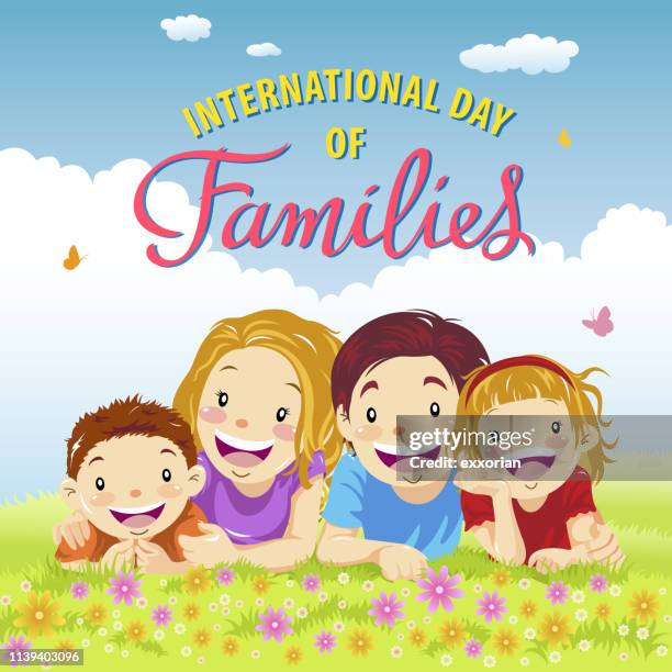 happy international day of families - childrens health fund 2018 annual benefit stock illustrations