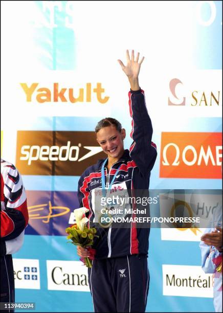 Virginie Dedieu, the French champion of the world of synchronized swimming solo in Montreal, Canada on July 21, 2005-Virginie Dedieu who win the gold...