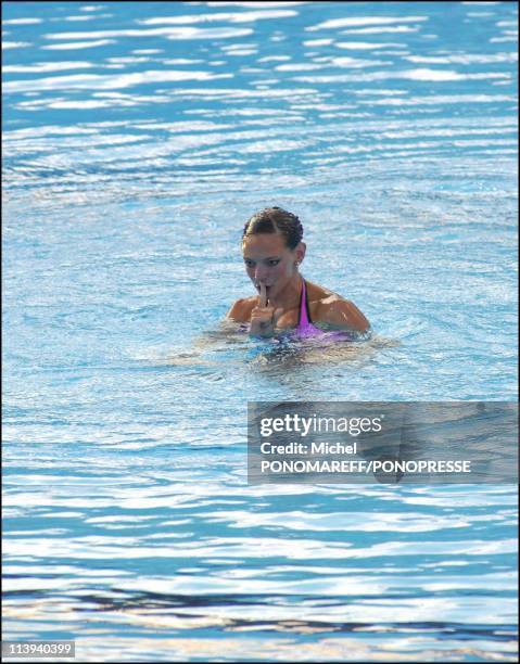 Virginie Dedieu, the French champion of the world of synchronized swimming solo in Montreal, Canada on July 21, 2005-Virginie Dedieu who win the gold...