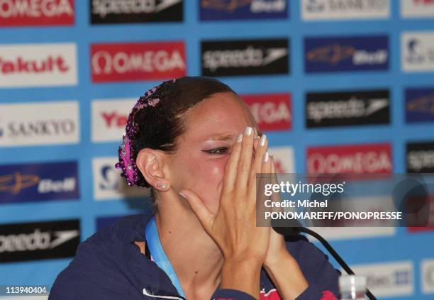 Virginie Dedieu, the French champion of the world of synchronized swimming solo in Montreal, Canada on July 21, 2005-Virginie Dedieu who win the gold...