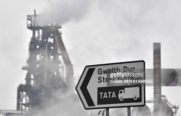 The Tata Steel steel plant is pictured in Port Talbot, south Wales on April 26 following an incident at the site early today. - An explosion at the...
