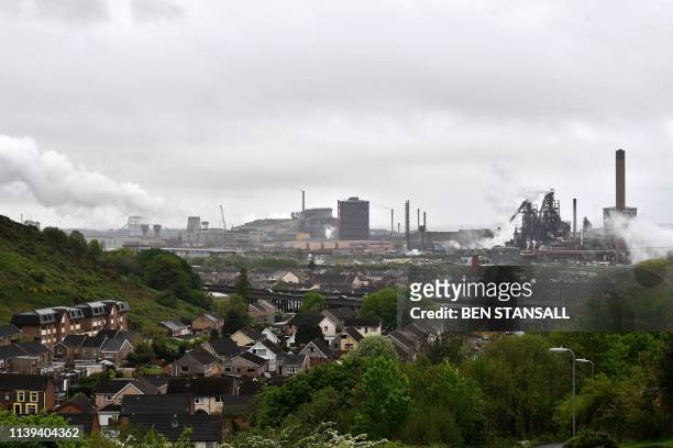 The Tata Steel steel plant is pictured in Port Talbot, south Wales on April 26 following an incident at the site early today. - An explosion at the...