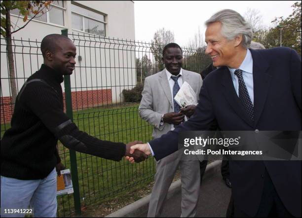 French Prime minister Dominique de Villepin in Paris northern suburb of Aulnay-sous-Bois, during a visit following the urban violences these past...