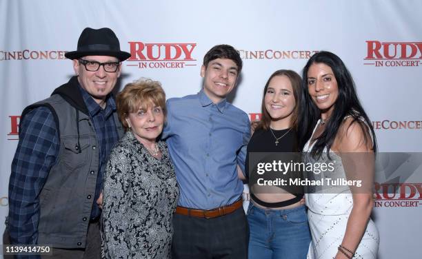 Eric Ball, Joyce Mill-Iron, Danny Ruettiger, Julia Schifini and Cheryl Ruettiger attend the "Rudy" In Concert 25th Anniversary Celebration presented...