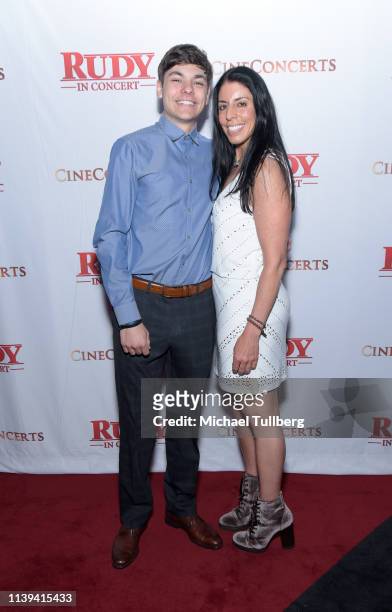 Danny Ruettiger and Cheryl Ruettiger attend the "Rudy" In Concert 25th Anniversary Celebration presented by CineConcerts at Microsoft Theater on...