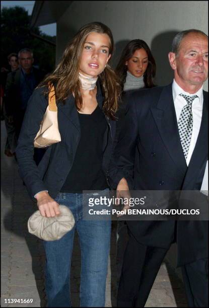 Princess Caroline of Hanover and children attend horse auction in Bois Le Roi, France On September 07, 2002-Charlotte Casiraghi and Marcel Rozier.