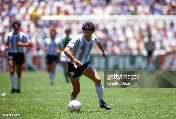 Jorge Burruchaga of Argentina during the World Cup Final match between Argentina and West Germany at Estadio Azteca, Mexico City, Mexico on June 29th...