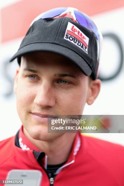 Belgian Tim Wellens of Lotto Soudal pictured during a press moment of cycling team Lotto-Soudal at the start of a reconnaissance of the track, ahead...