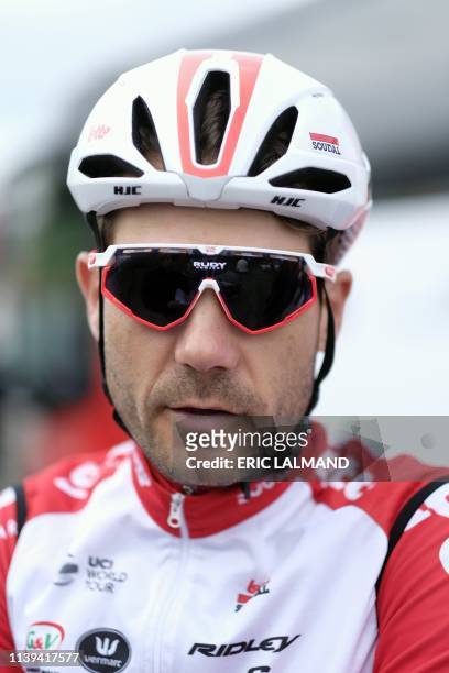 Belgian Maxime Monfort of Lotto Soudal pictured during a press moment of cycling team Lotto-Soudal at the start of a reconnaissance of the track,...