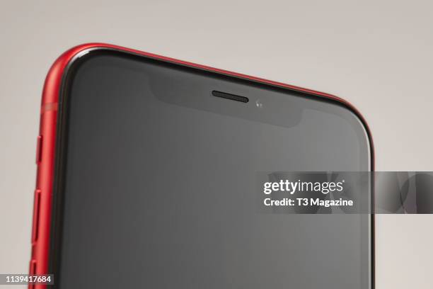 Detail of an Apple iPhone XR smartphone, taken on November 5, 2018.