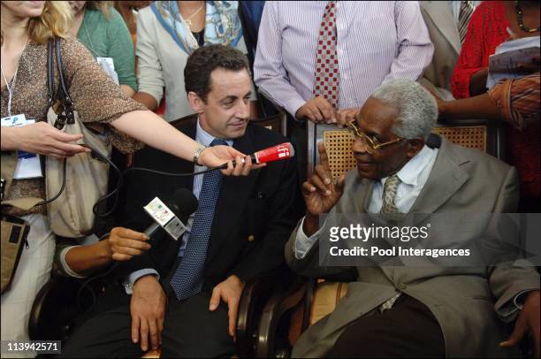 Nicolas Sarkozy met Aime Cesaire during its displacement in the French Antilles In Fort De France, France On March 11, 2006 -Nicolas Sarkozy has...
