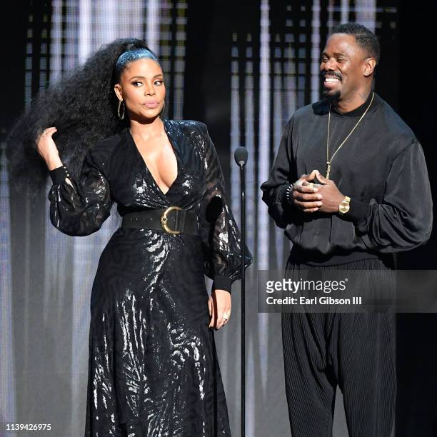 Sanaa Lathan and Colman Domingo speak onstage at the 50th NAACP Image Awards at Dolby Theatre on March 30, 2019 in Hollywood, California.