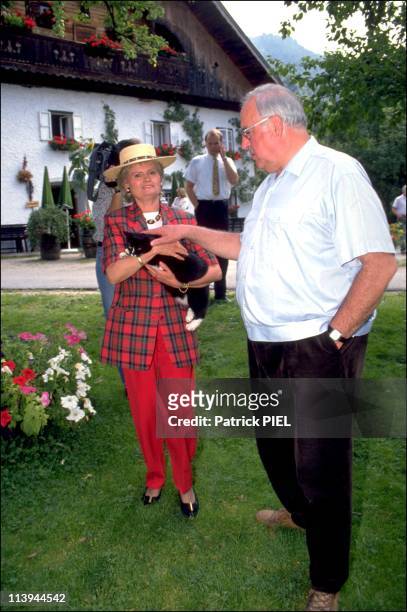 Chancellor Helmut Kohl and wife Hannelore on holidays in Sankt Gilgen, Austria on August 14, 1993.