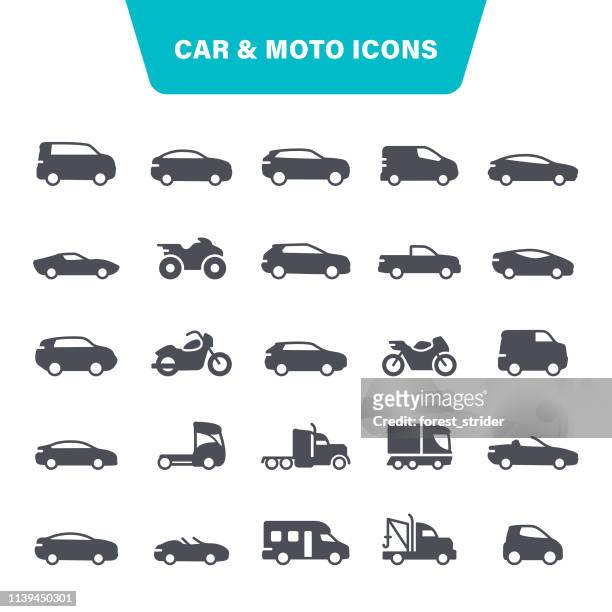 illustrations, cliparts, dessins animés et icônes de icônes de voiture et de moto - voiture particulière