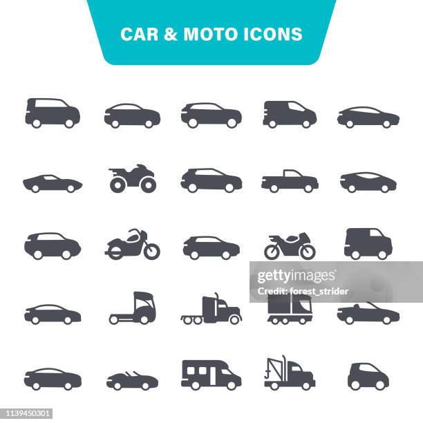 car and motorcycle icons - sports car icon stock illustrations